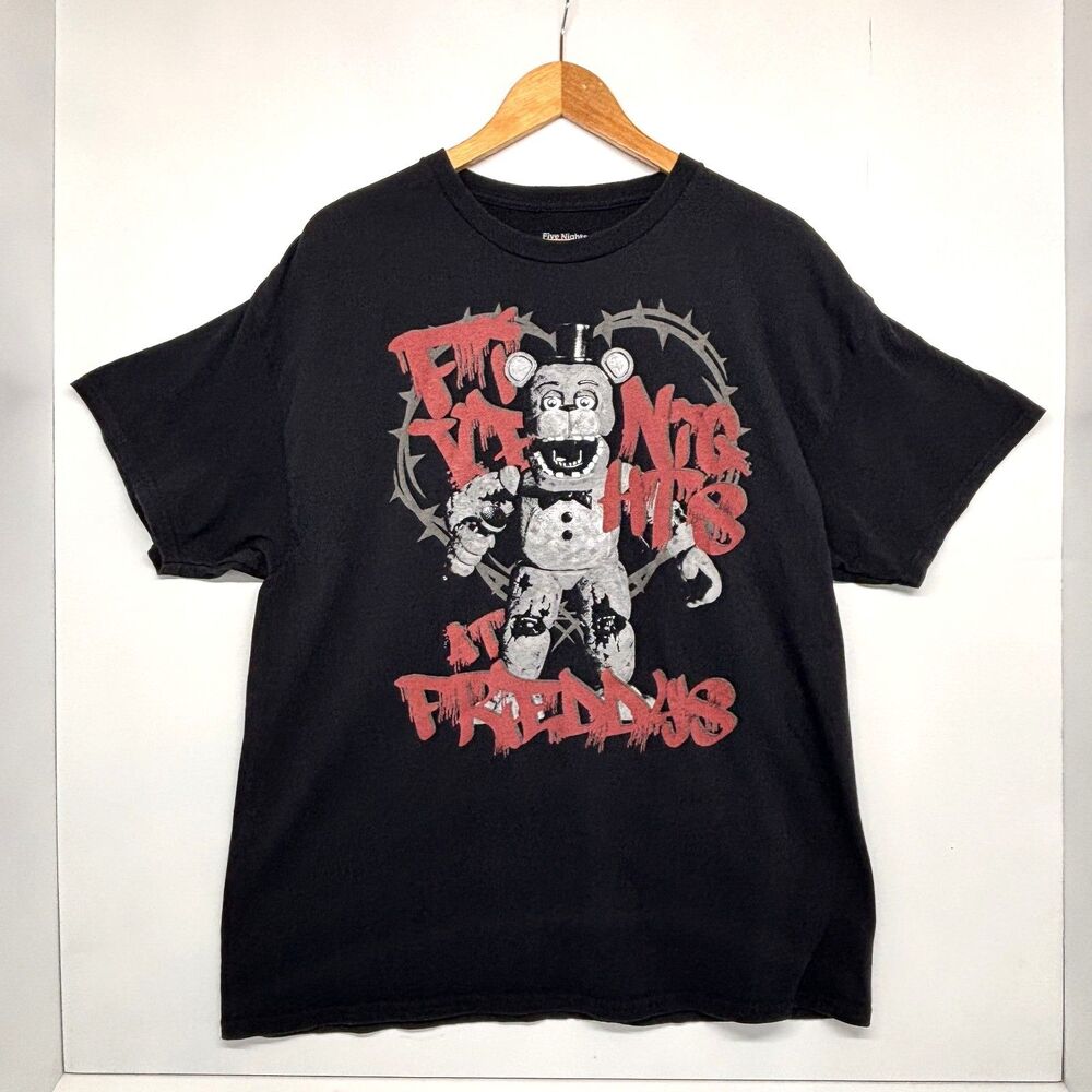 Five Nights at Freddy's Freddy Fazbear Short Sleeve T-Shirt Black Men's Size XL